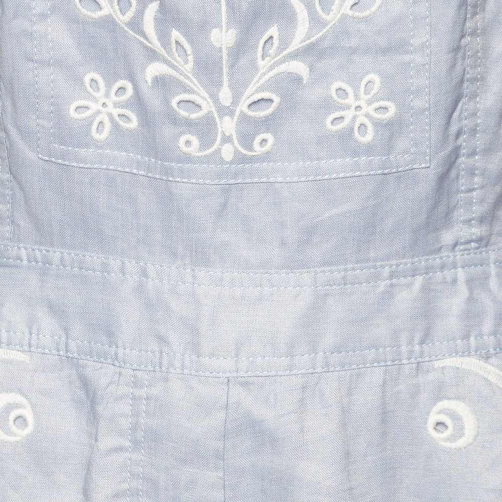 Zimmermann Blue Clover Broderie Anglaise Linen Cropped Jumpsuit M - Picture 4 of 6